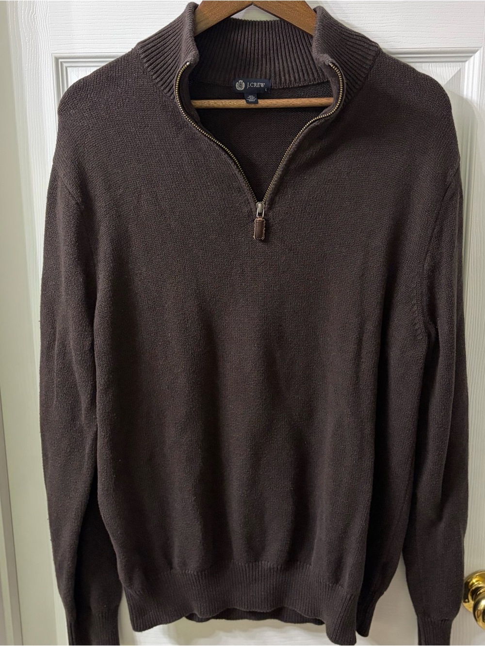 Vtg J.Crew Men's Cotton-Cashmere Half-Zip Sweater Brown Style ID: 17181 Size L